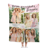 Custom Best Friend Photo Blanket – Personalized Friendship Picture Throw – Gift for Besties